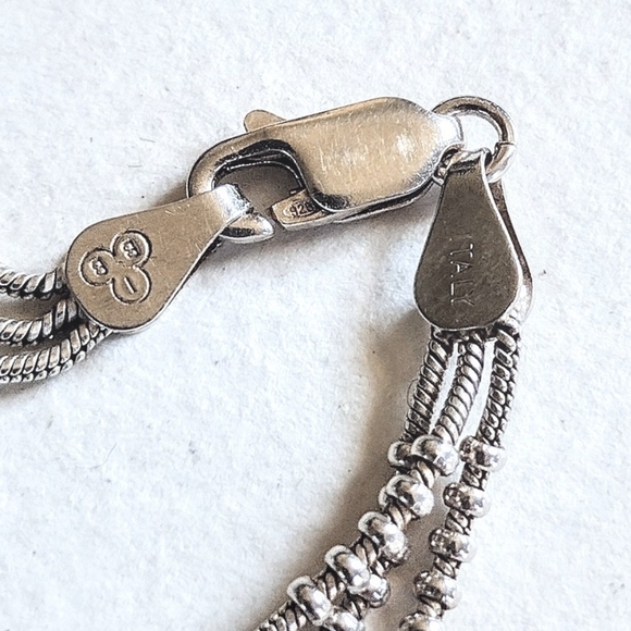 Vintage 925 Sterling Silver Live Laugh Love Circle Multi Chain Necklace Karibou - Picture 7 of 9